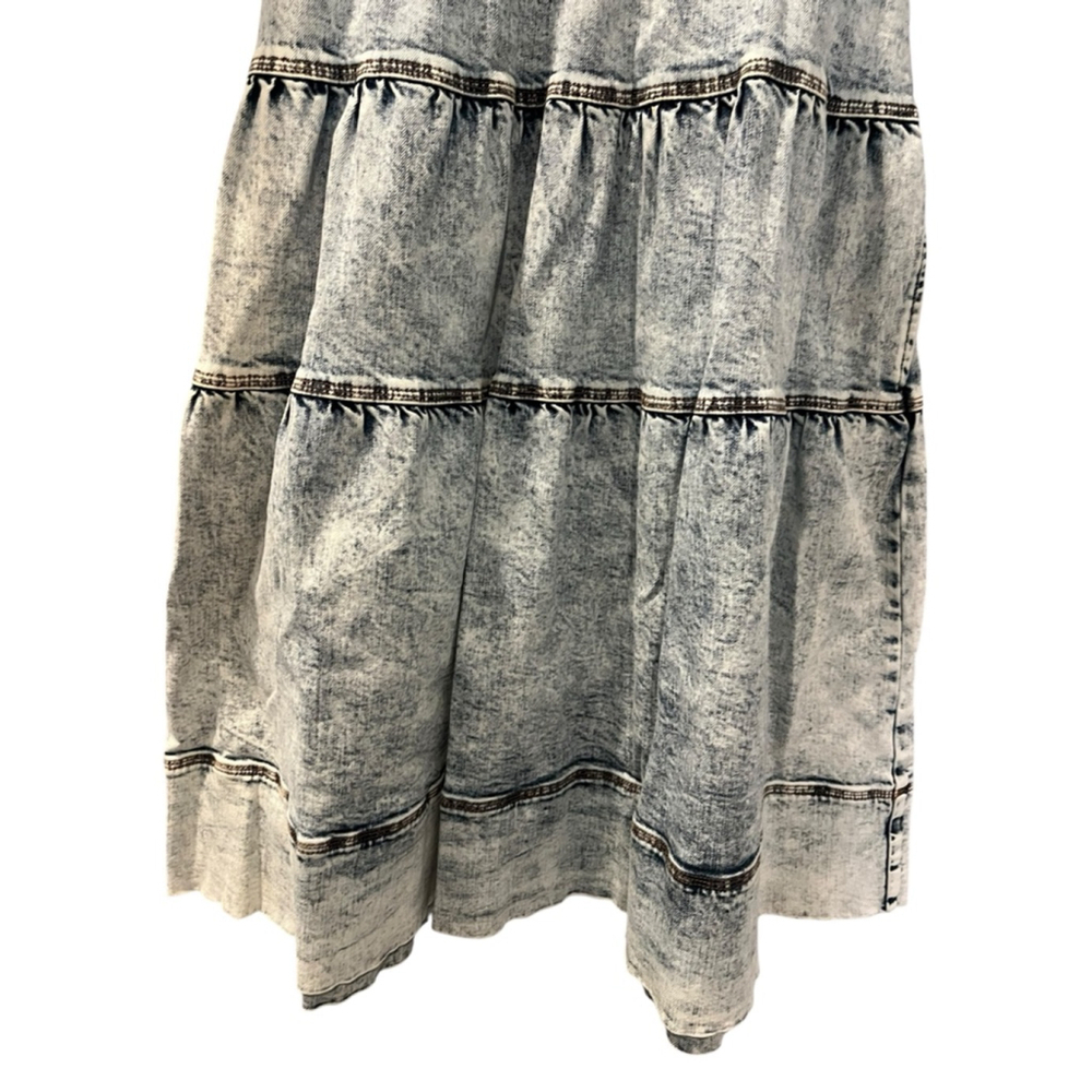 Ulla Johnson Denim Blue Jeans Dress Washed Out Acid Size 8 Square Neck $510 - Picture 9 of 13